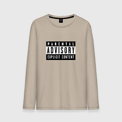 Лонгслив хлопковый мужской Parental Advisory, цвет: миндальный