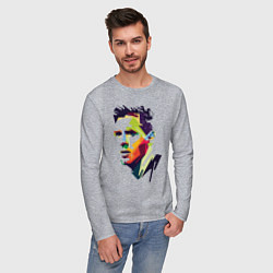 Лонгслив хлопковый мужской Lionel Messi: fun-art, цвет: меланж — фото 2