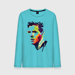 Лонгслив хлопковый мужской Lionel Messi: fun-art цвета бирюзовый — фото 1