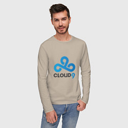 Лонгслив хлопковый мужской Cloud9 цвета миндальный — фото 2