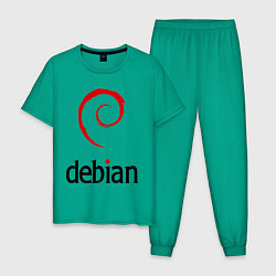 Пижама хлопковая мужская Debian, цвет: зеленый