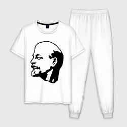 Пижама хлопковая мужская Ленин: скульптура, цвет: белый