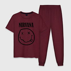 Пижама хлопковая мужская Nirvana, цвет: меланж-бордовый