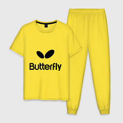 Пижама хлопковая мужская Butterfly Logo, цвет: желтый