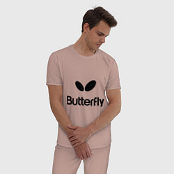 Пижама хлопковая мужская Butterfly Logo, цвет: пыльно-розовый — фото 2