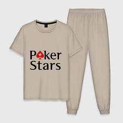 Пижама хлопковая мужская Poker Stars, цвет: миндальный