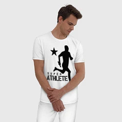 Пижама хлопковая мужская Лёгкая атлетика, цвет: белый — фото 2
