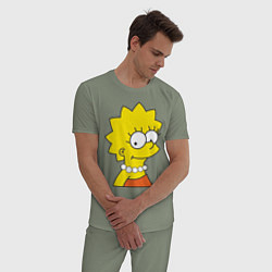 Пижама хлопковая мужская Lisa Simpson, цвет: авокадо — фото 2