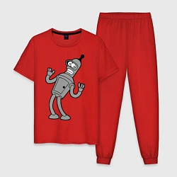 Пижама хлопковая мужская Bender Error, цвет: красный