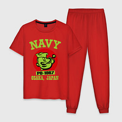 Пижама хлопковая мужская Navy: Po-1967, цвет: красный