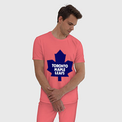 Пижама хлопковая мужская Toronto Maple Leafs цвета коралловый — фото 2