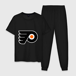 Пижама хлопковая мужская Philadelphia Flyers, цвет: черный