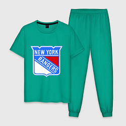 Пижама хлопковая мужская New York Rangers, цвет: зеленый