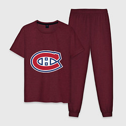 Пижама хлопковая мужская Montreal Canadiens цвета меланж-бордовый — фото 1