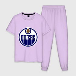 Пижама хлопковая мужская Edmonton Oilers, цвет: лаванда