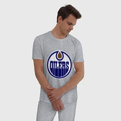 Пижама хлопковая мужская Edmonton Oilers, цвет: меланж — фото 2