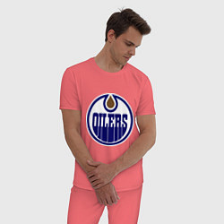 Пижама хлопковая мужская Edmonton Oilers, цвет: коралловый — фото 2
