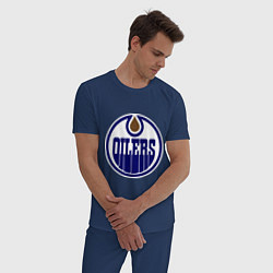 Пижама хлопковая мужская Edmonton Oilers, цвет: тёмно-синий — фото 2