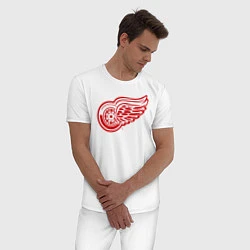 Пижама хлопковая мужская Detroit Red Wings, цвет: белый — фото 2