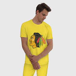 Пижама хлопковая мужская Chicago Blackhawks, цвет: желтый — фото 2