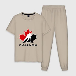 Пижама хлопковая мужская Canada, цвет: миндальный