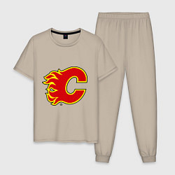 Пижама хлопковая мужская Calgary Flames, цвет: миндальный