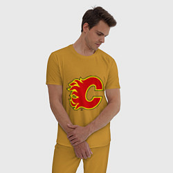 Пижама хлопковая мужская Calgary Flames, цвет: горчичный — фото 2
