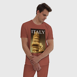 Пижама хлопковая мужская Leaning tower of Pisa, цвет: кирпичный — фото 2