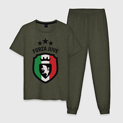 Пижама хлопковая мужская Forza Juventus цвета меланж-хаки — фото 1