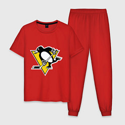 Пижама хлопковая мужская Pittsburgh Penguins: Malkin 71, цвет: красный