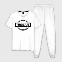 Пижама хлопковая мужская Nissan club, цвет: белый
