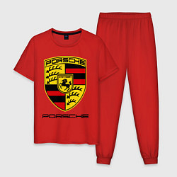 Пижама хлопковая мужская Porsche Stuttgart цвета красный — фото 1