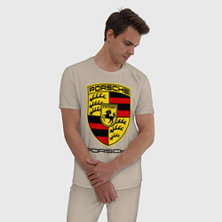 Пижама хлопковая мужская Porsche Stuttgart, цвет: миндальный — фото 2