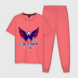 Пижама хлопковая мужская Washington Capitals: Ovechkin, цвет: коралловый