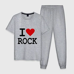 Пижама хлопковая мужская I love Rock, цвет: меланж