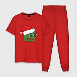 Пижама хлопковая мужская New year sad frog, цвет: красный
