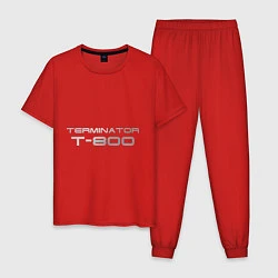 Пижама хлопковая мужская Терминатор Т-800, цвет: красный