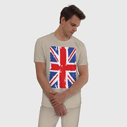 Пижама хлопковая мужская Британский флаг, цвет: миндальный — фото 2