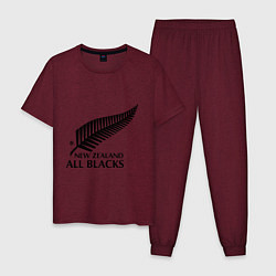 Пижама хлопковая мужская New Zeland: All blacks, цвет: меланж-бордовый
