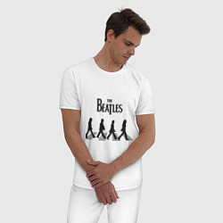 Пижама хлопковая мужская The Beatles: Abbey Road, цвет: белый — фото 2
