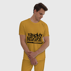 Пижама хлопковая мужская Naughty by nature, цвет: горчичный — фото 2