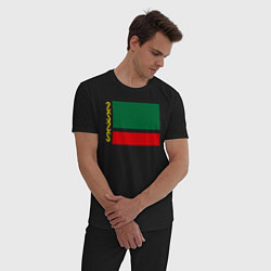 Пижама хлопковая мужская Чечня: флаг, цвет: черный — фото 2