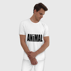Пижама хлопковая мужская Animal, цвет: белый — фото 2