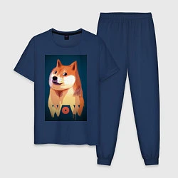 Пижама хлопковая мужская Wow Doge, цвет: тёмно-синий