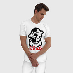 Пижама хлопковая мужская 2pac (black), цвет: белый — фото 2