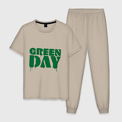 Пижама хлопковая мужская Green Day, цвет: миндальный