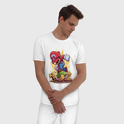 Пижама хлопковая мужская Mario Rage, цвет: белый — фото 2