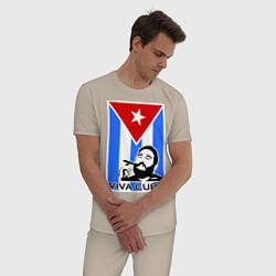 Пижама хлопковая мужская Fidel: Viva, Cuba!, цвет: миндальный — фото 2