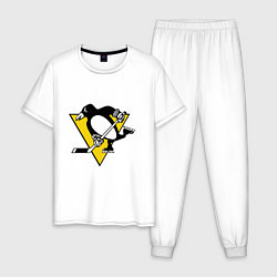 Пижама хлопковая мужская Pittsburgh Penguins, цвет: белый