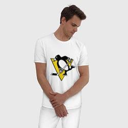 Пижама хлопковая мужская Pittsburgh Penguins, цвет: белый — фото 2